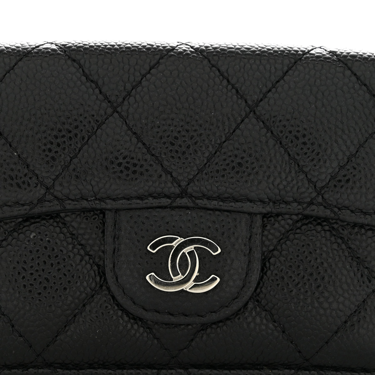Caviar Quilted Double Flap Wallet Black
