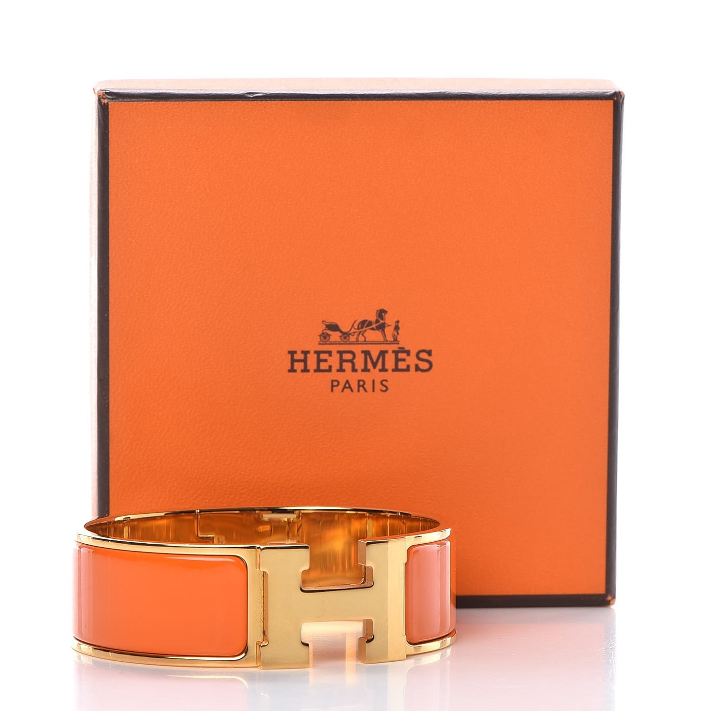 Enamel Wide Clic Clac H Bracelet GM Orange