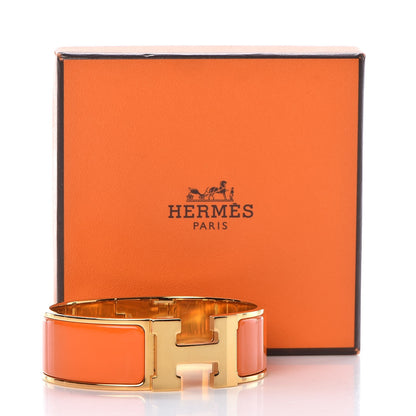 Hermes Enamel Wide Clic Clac H Bracelet GM Orange 6 of 6