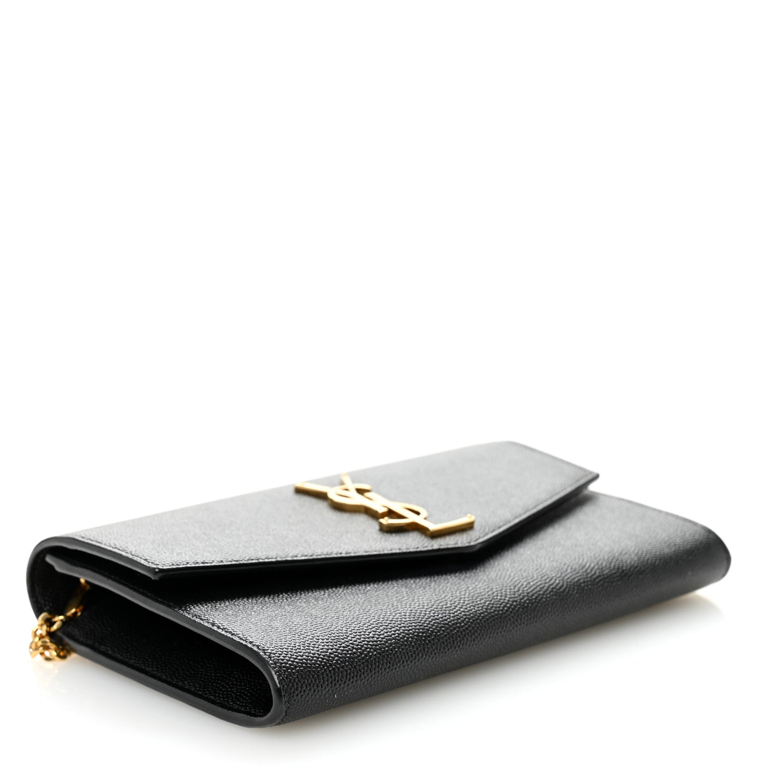 Saint Laurent Grain de Poudre Uptown Chain Wallet Black 5 of 11