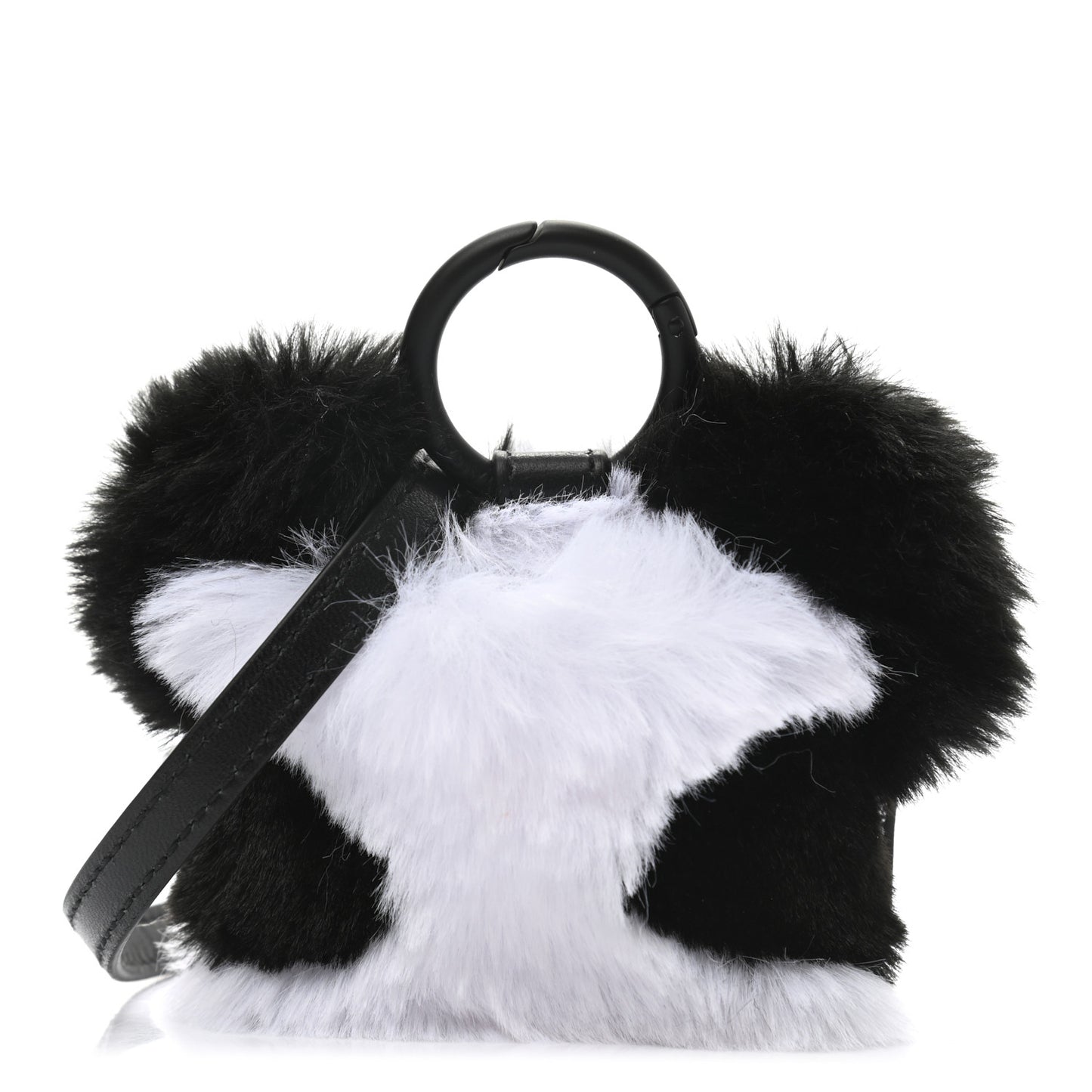 Faux Fur Fluffy Panda Earpods Holder Black
