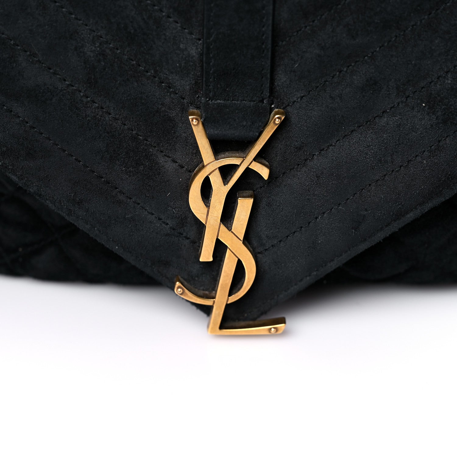Saint Laurent Suede Mixed Matelasse Tri-Quilt Large Monogram Envelope Satchel Black 23 of 25