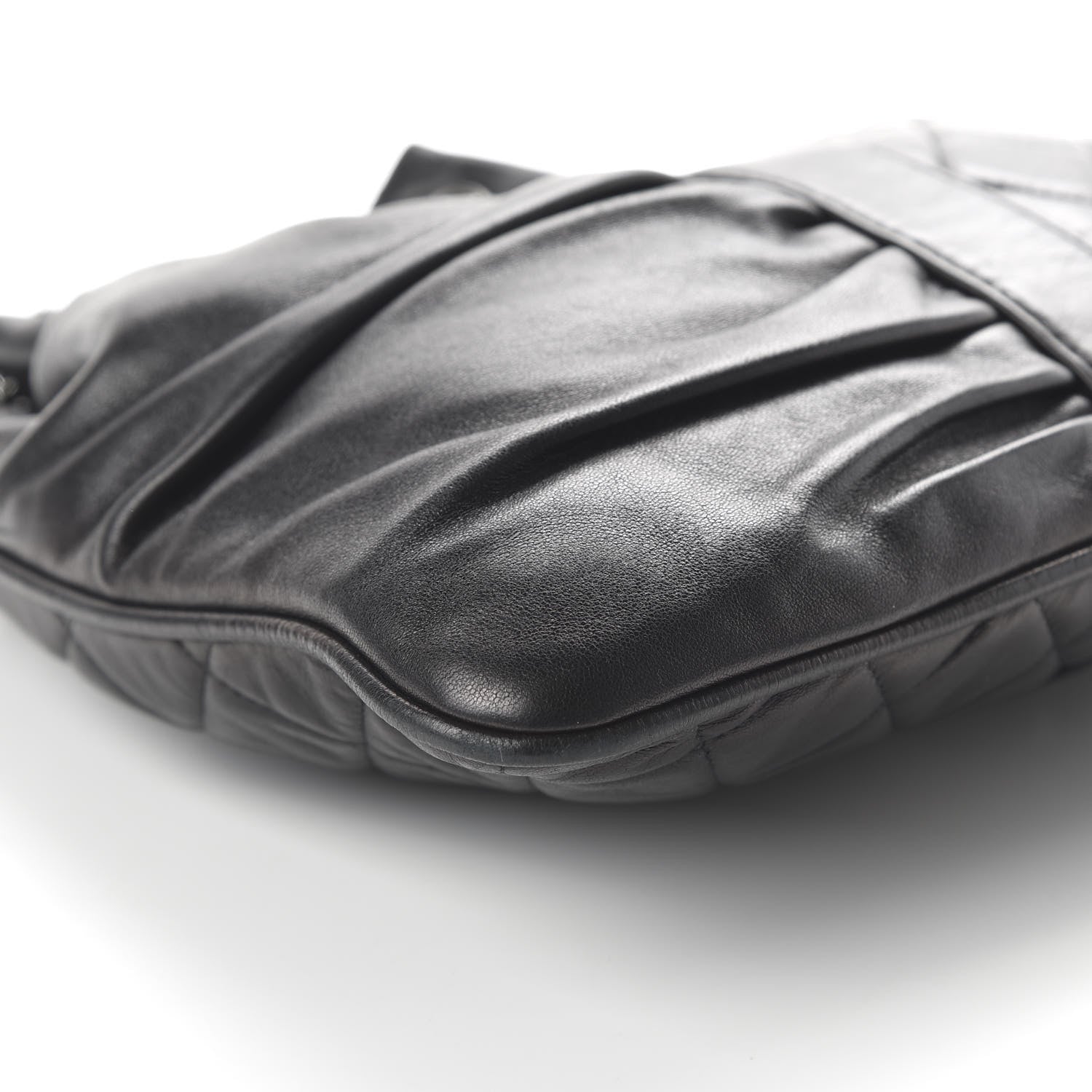 Chanel Lambskin Quilted Pile Ou Face Drawstring Bag Black 5 of 9