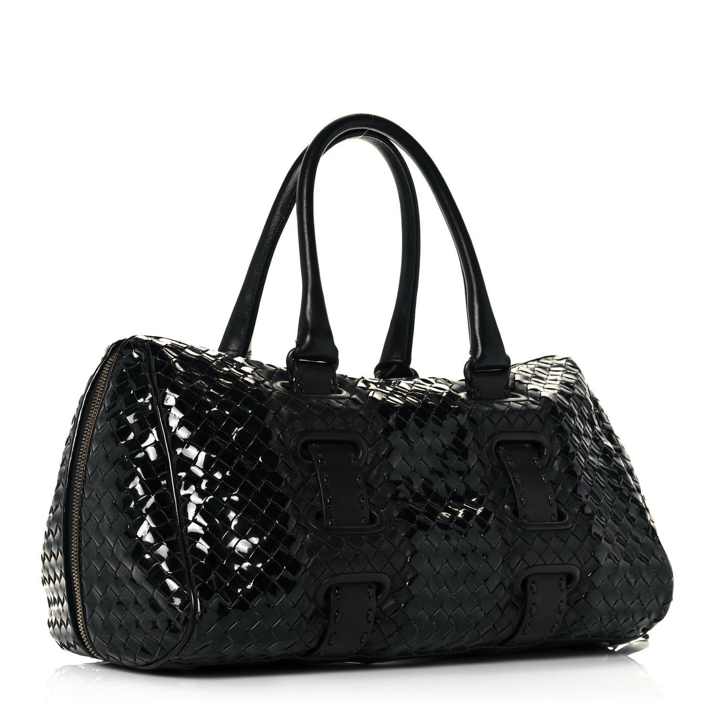Patent Nappa Intrecciato Satchel Black