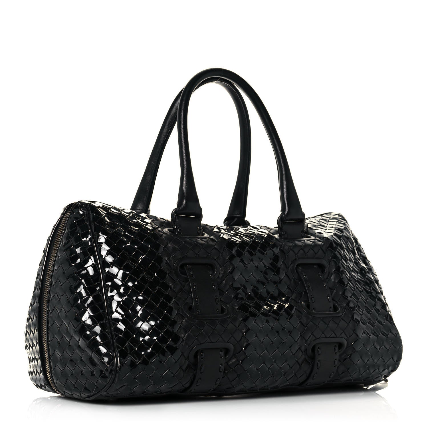 Bottega Veneta Patent Nappa Intrecciato Satchel Black 2 of 16