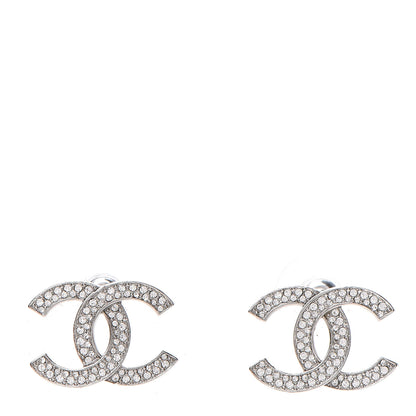 Chanel Crystal CC Earrings Silver 1 of 6