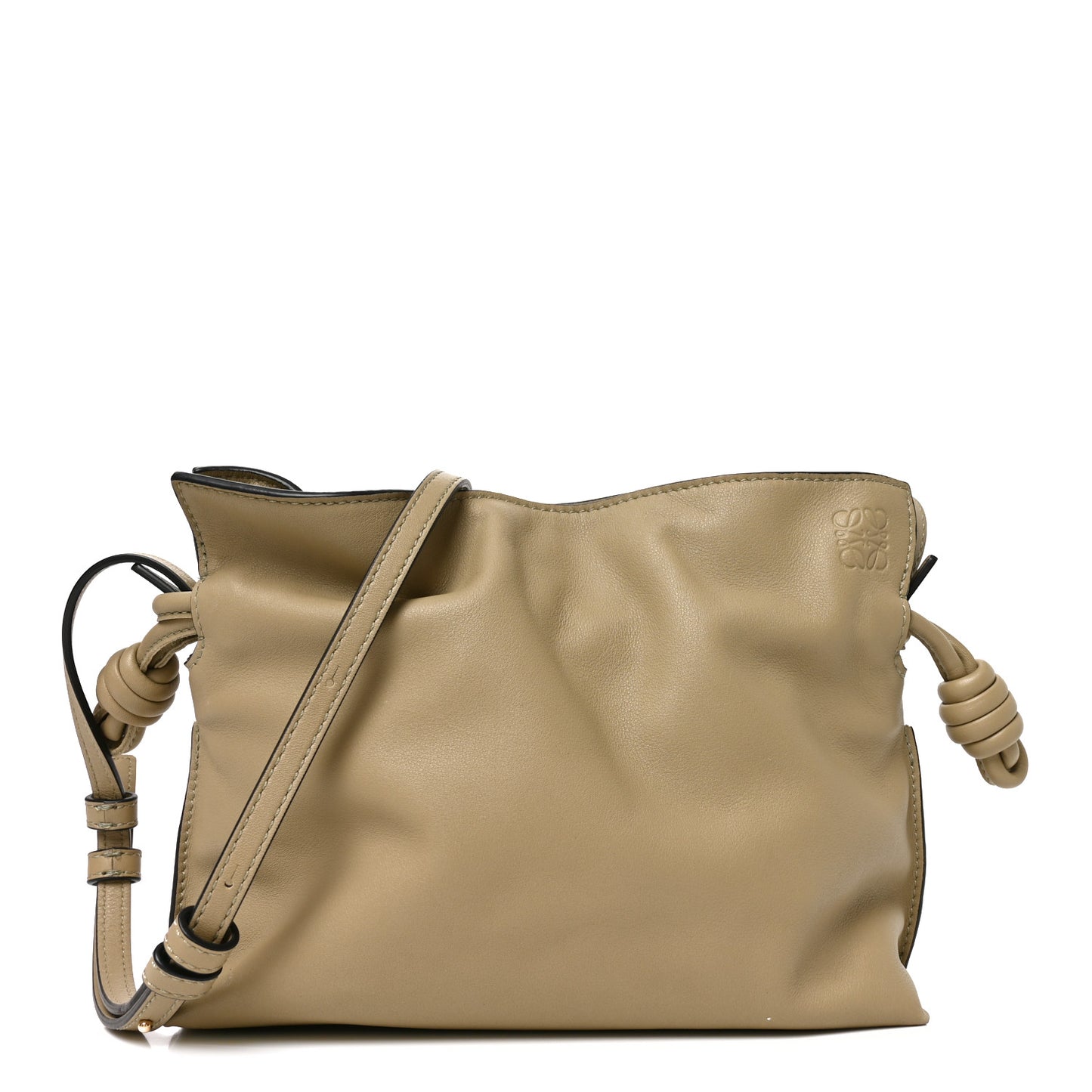 Calfskin Mini Flamenco Knot Clutch Sage Green