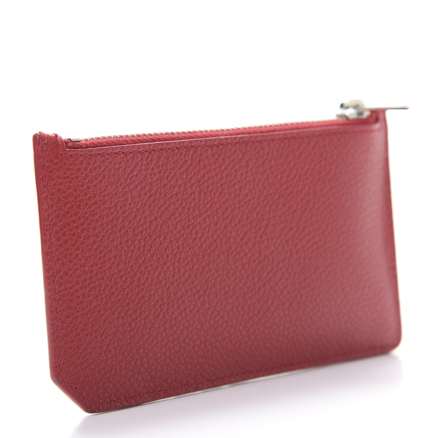 Calfskin 5 Fragments Zip Card Case Red