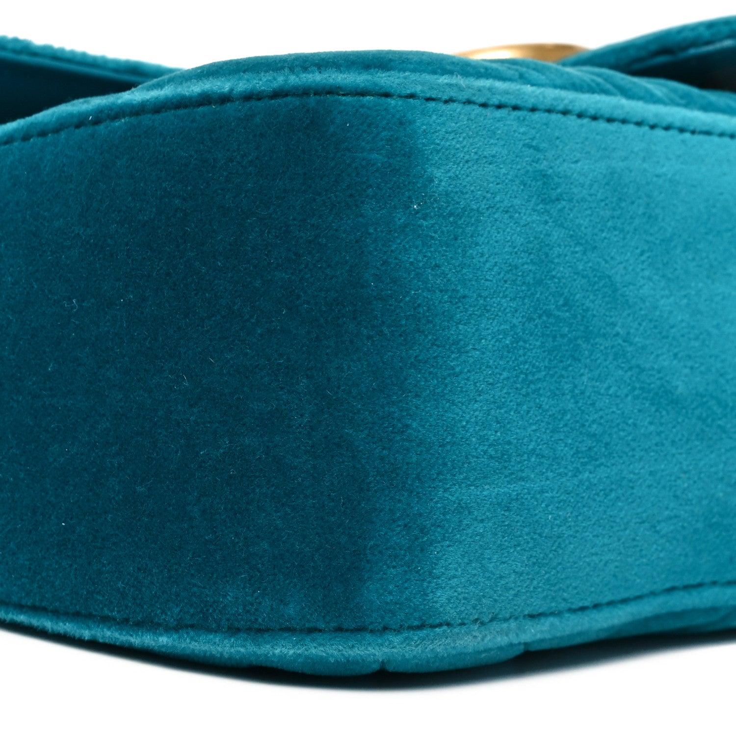 Gucci Velvet Matelasse Small GG Marmont Shoulder Bag Pavone Cyan 9 of 10