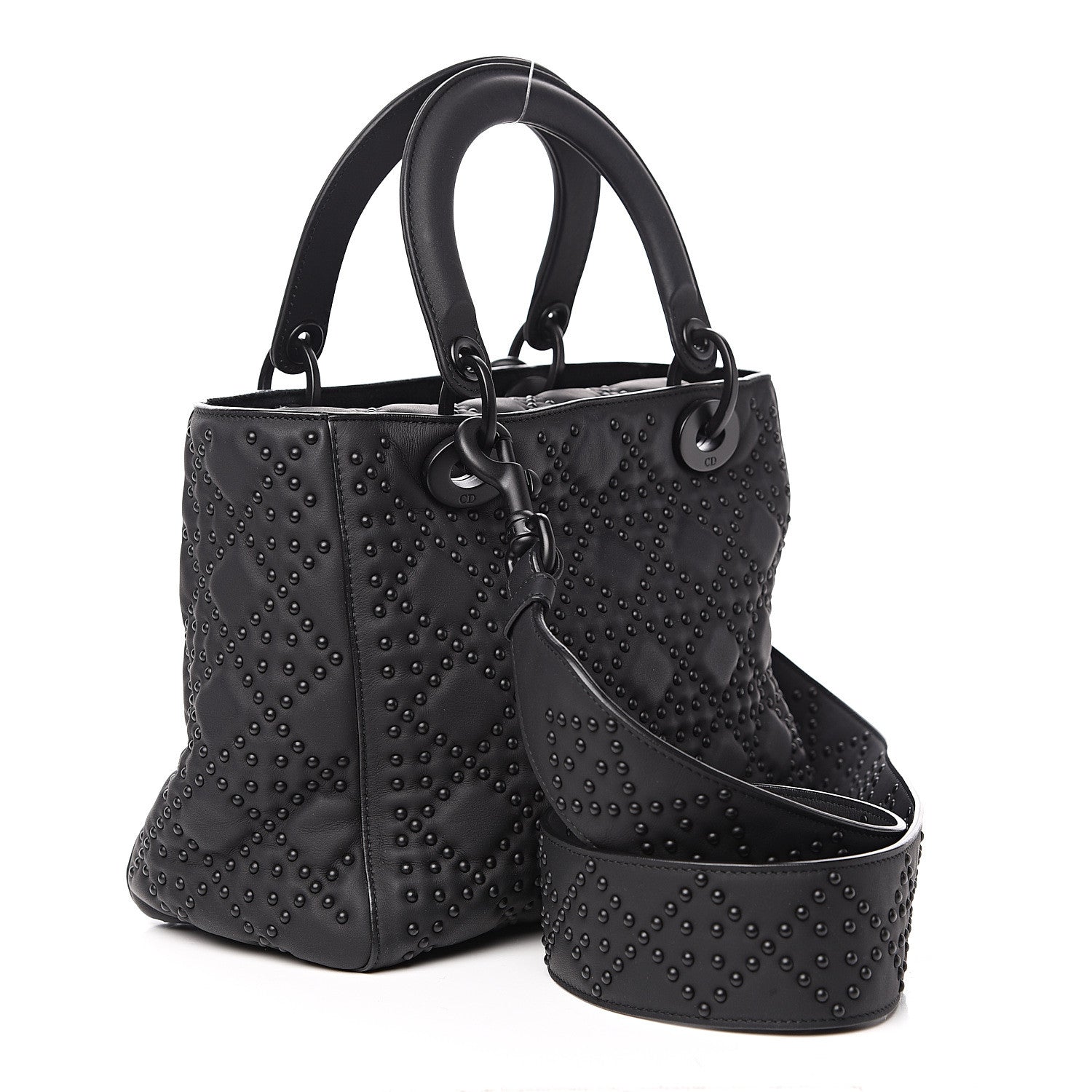 Christian Dior UItra Matte Calfskin Cannage Studded Medium Supple Lady Dior Black 2 of 9