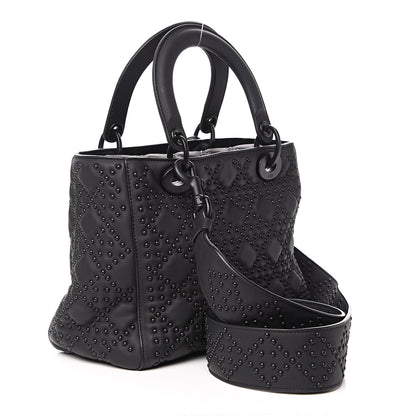 Christian Dior UItra Matte Calfskin Cannage Studded Medium Supple Lady Dior Black 2 of 9