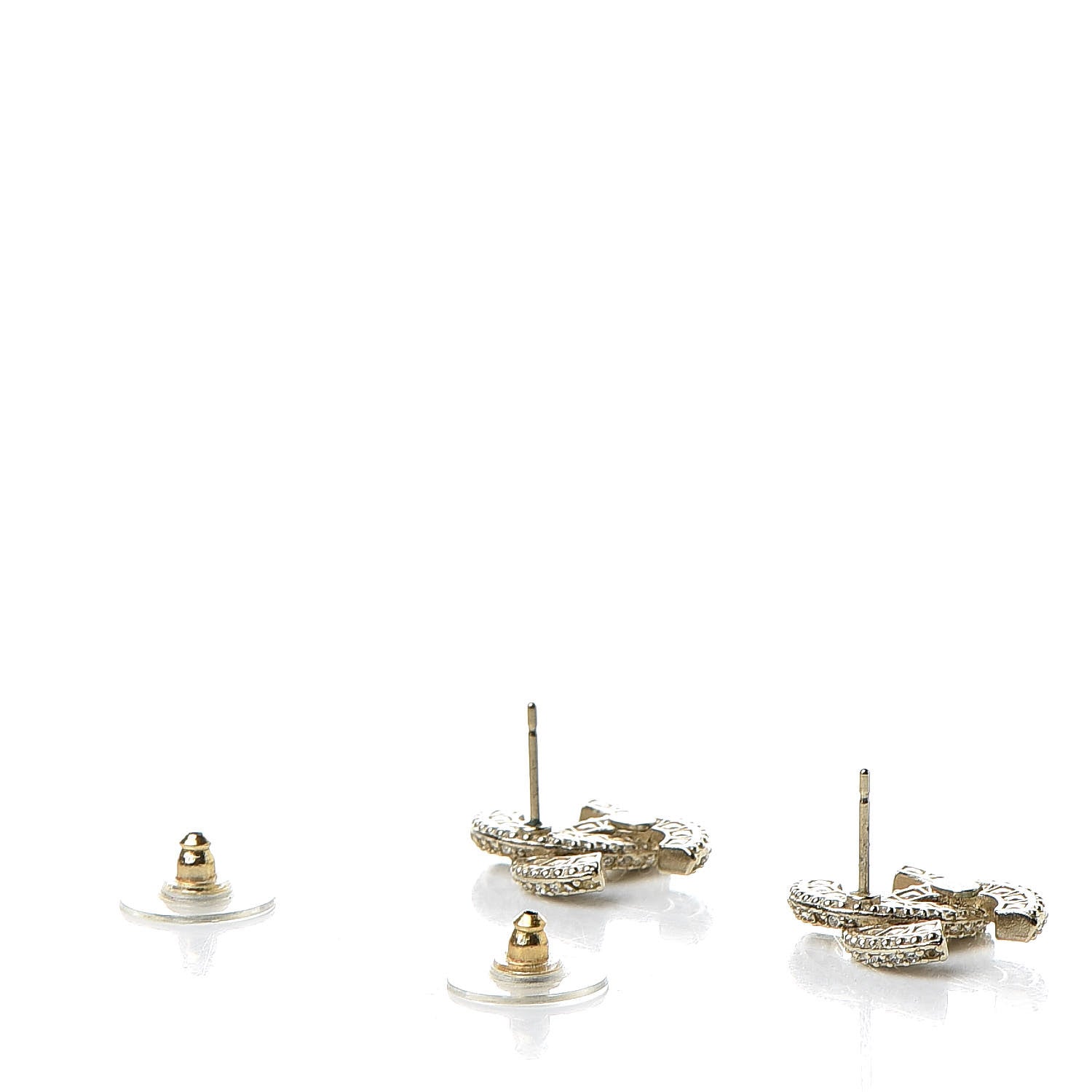 Chanel Crystal CC Earrings Gold 3 of 10