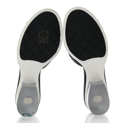 Chanel Lambskin PVC Logo Mule 37 Transparent Black White 5 of 7