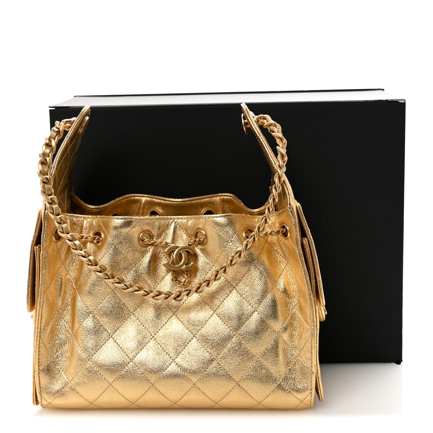 Chanel Metallic Caviar Quilted Small Chanel 25 Handbag Gold 11 of 11
