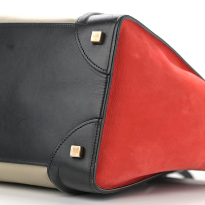 Celine Smooth Calfskin Nubuck Mini Tri-Color Luggage Alizarin 10 of 16