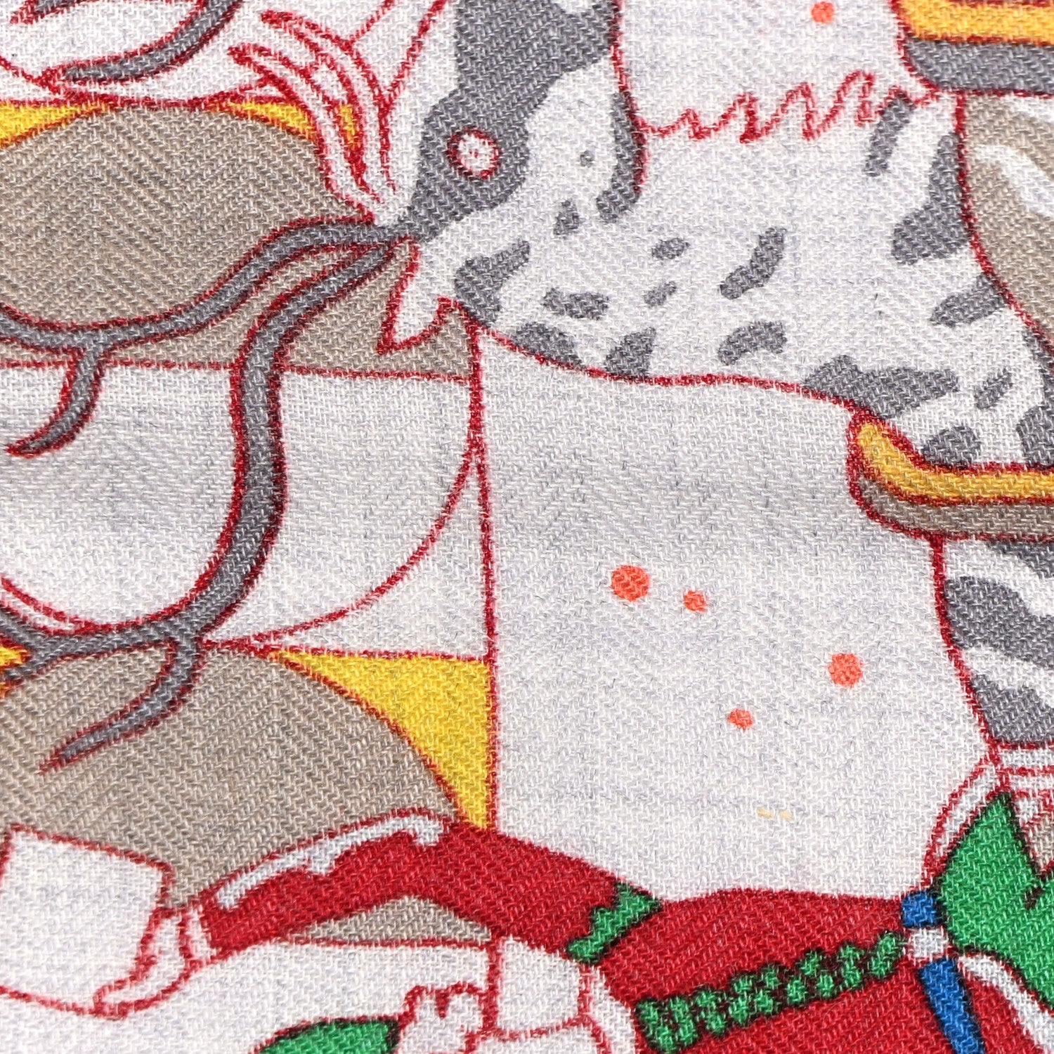 Hermes Cashmere Silk L'Epopee D'Hermes Shawl 140 Gris Chine Rouge Multicolor 7 of 11