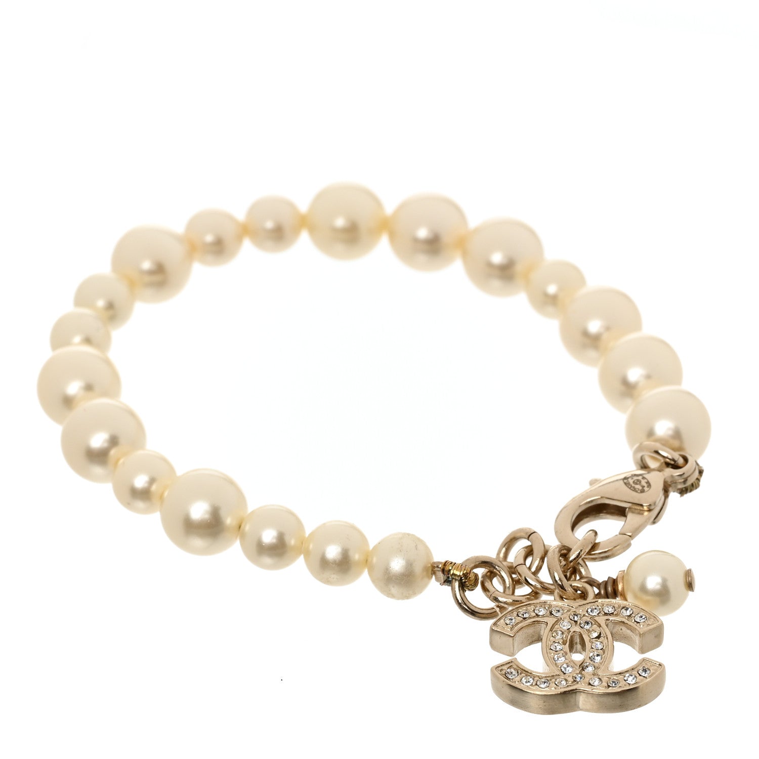 Chanel Pearl Crystal CC Bracelet Gold 3 of 6
