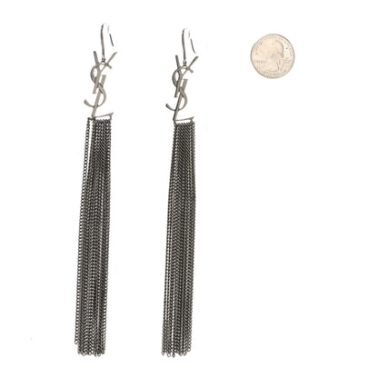 Saint Laurent Brass Monogram Chain Earrings 2 of 4