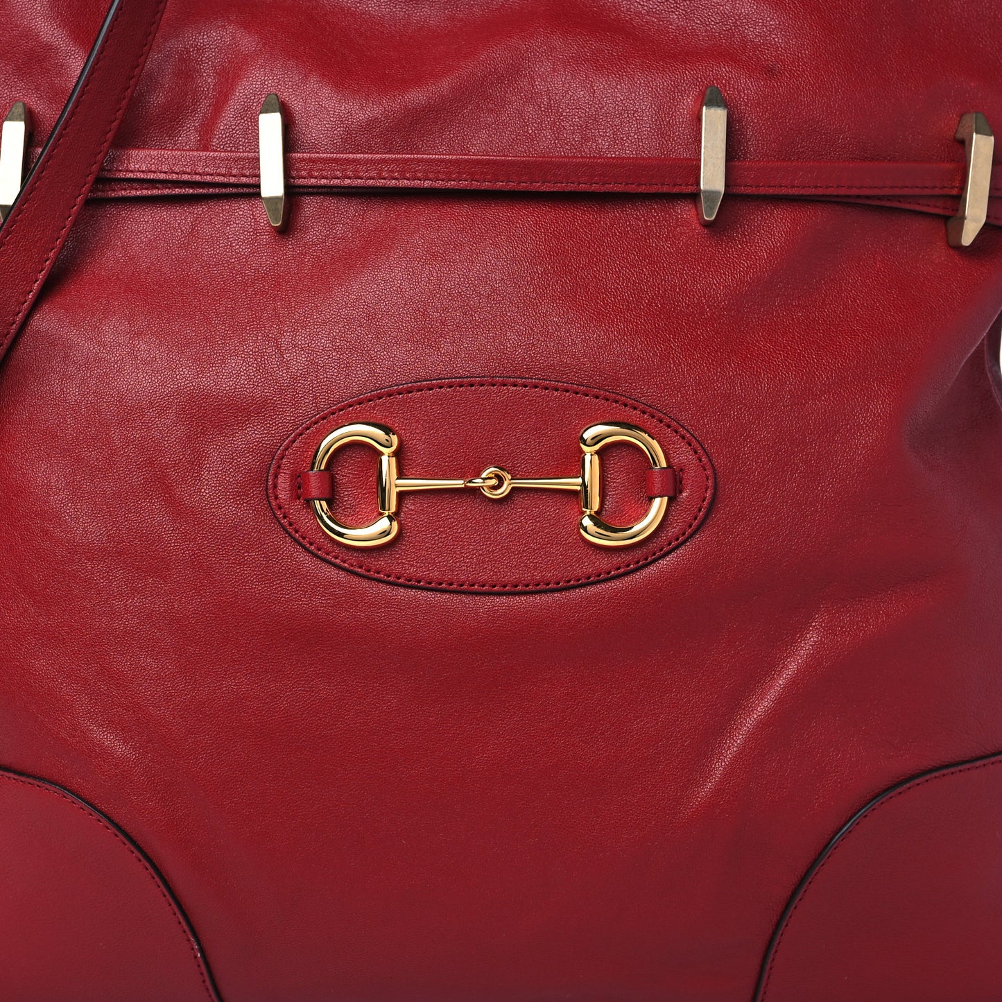 Sakai Be Green Calfskin Horsebit 1955 Cinch Top Messenger Bag New Cherry Red