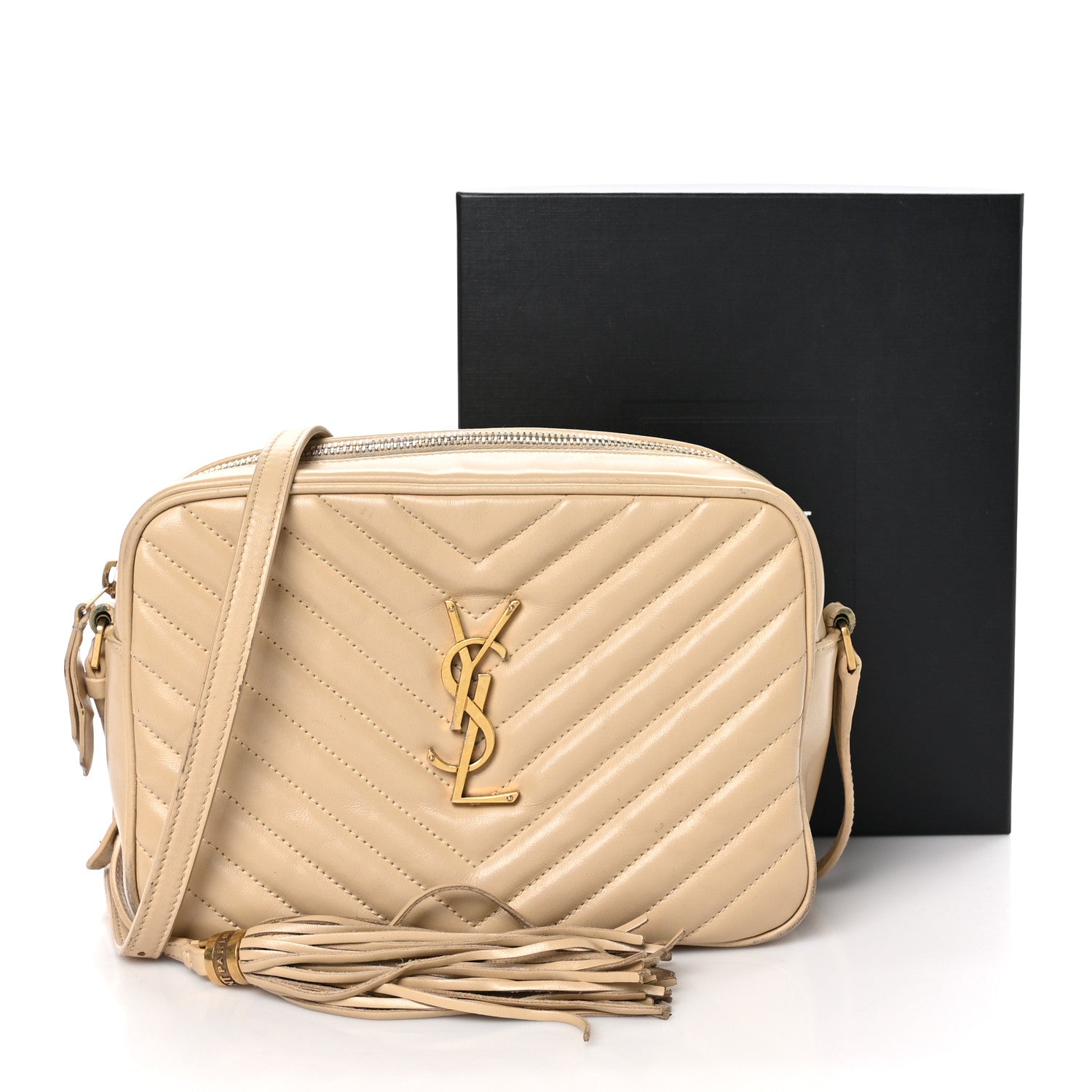 Saint Laurent Calfskin Matelasse Monogram Lou Camera Bag Dark Beige 19 of 19