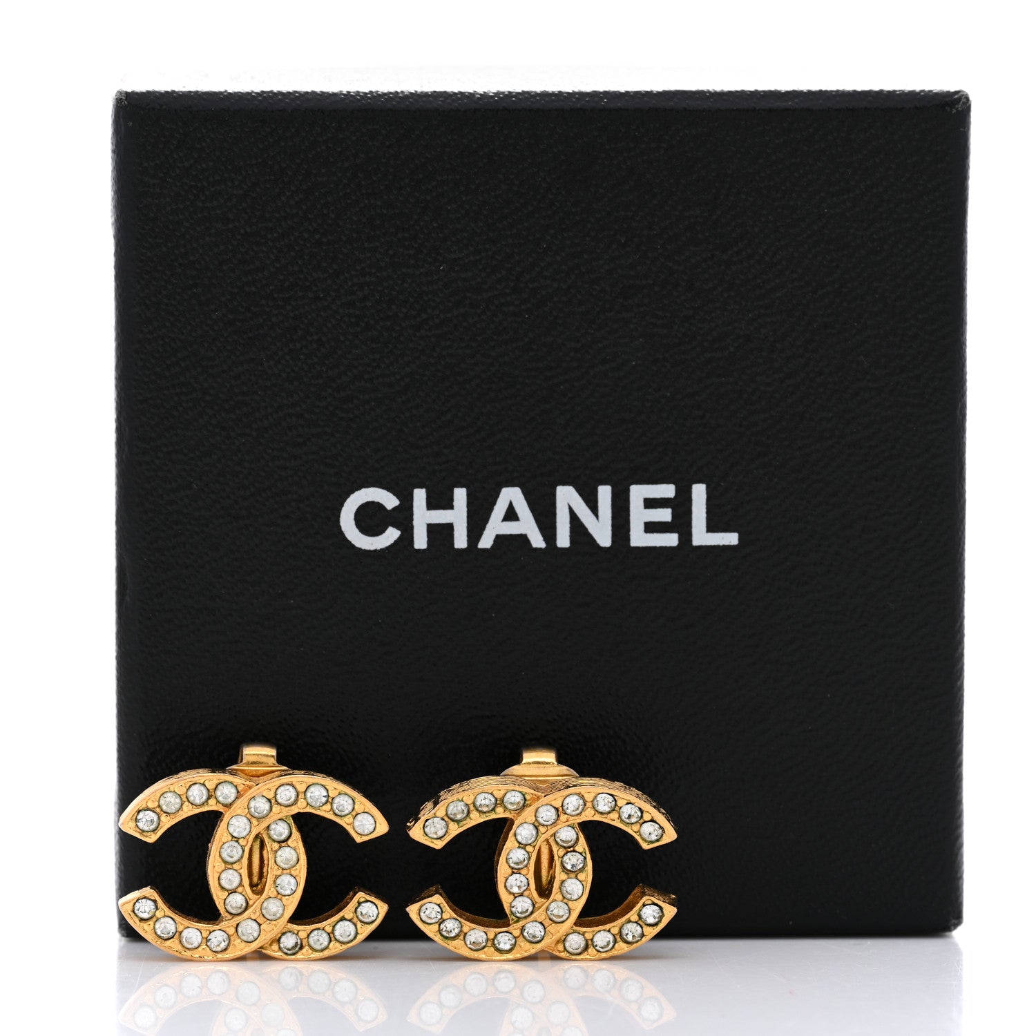 Chanel Crystal CC Clip on Earrings Gold 7 of 7