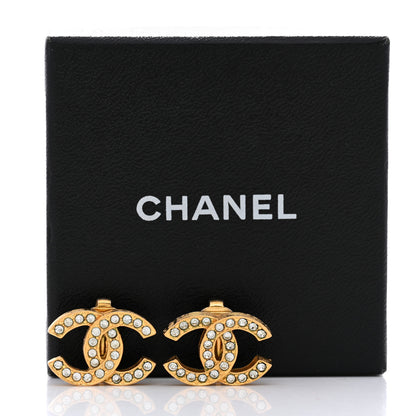 Chanel Crystal CC Clip on Earrings Gold 7 of 7