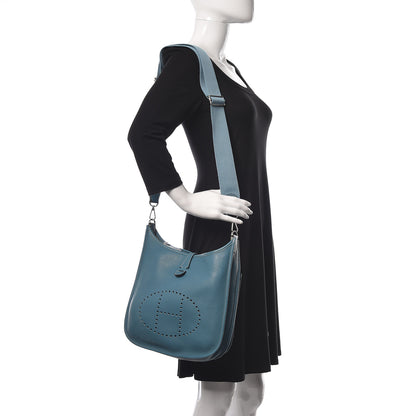 Hermes Taurillon Clemence Evelyne III PM Blue Jean 2 of 10
