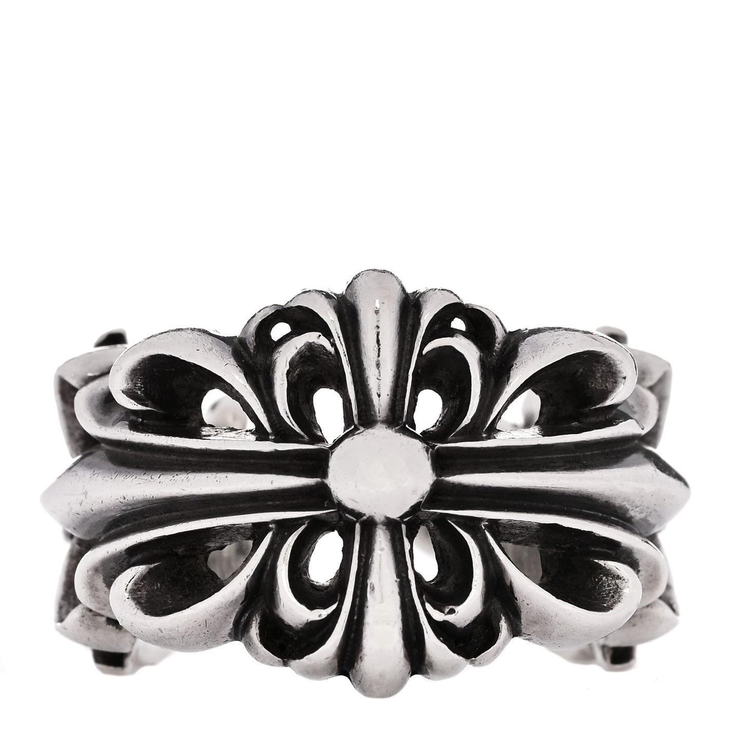 Sterling Silver Double Floral Cross Ring 61 9.5