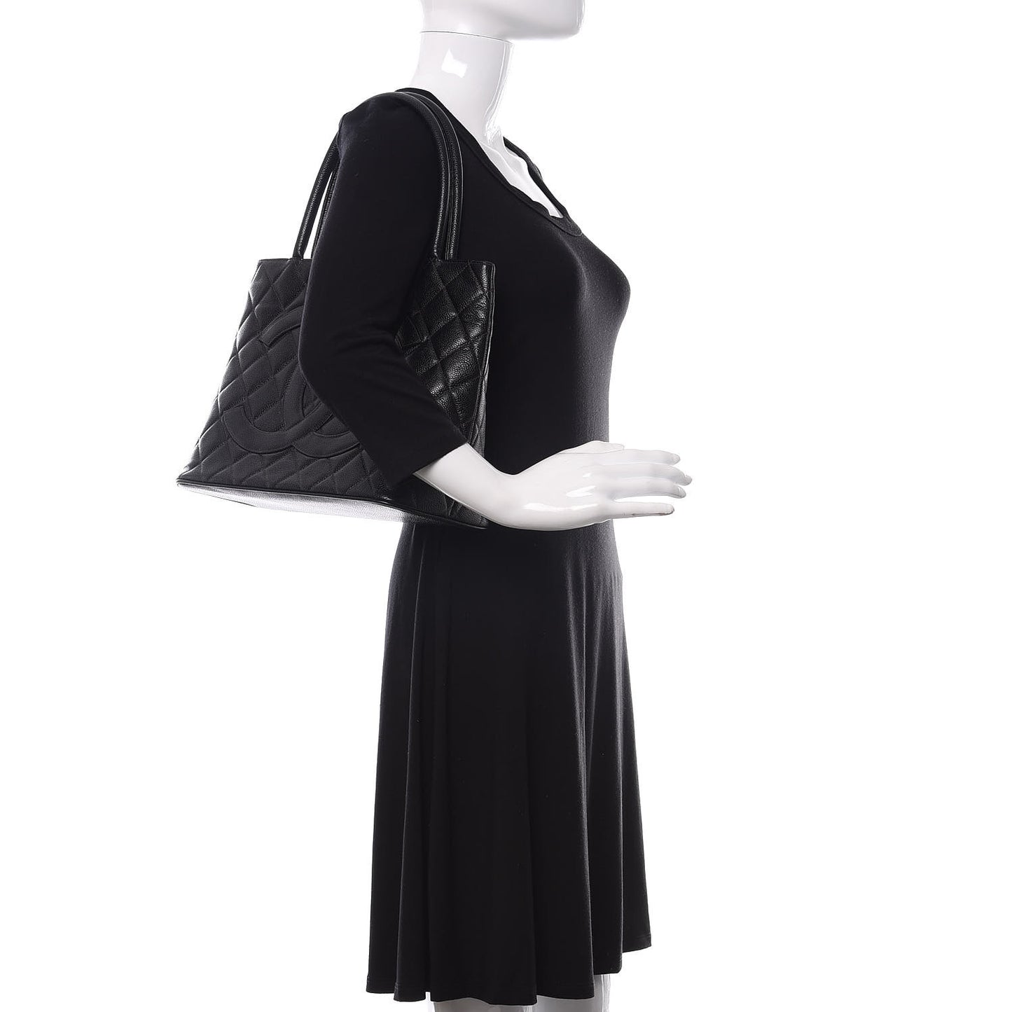 Caviar Quilted Medallion Tote Black