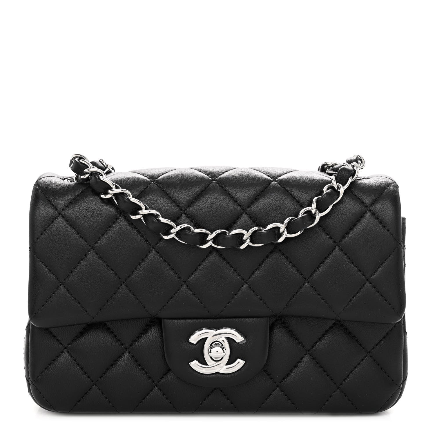 Chanel Lambskin Quilted Mini Rectangular Flap Black 1 of 10