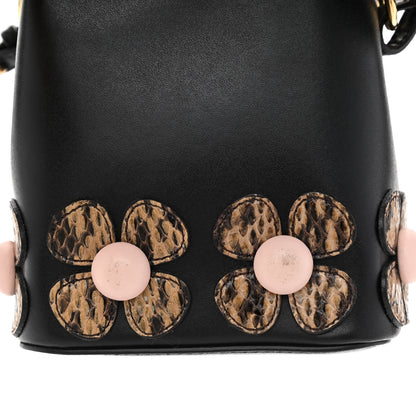 Fendi Vitello Liberty Elaphe F is Fendi Floral Embroidered Mini Mon Tresor Bucket Bag Black Nocciola 9 of 9