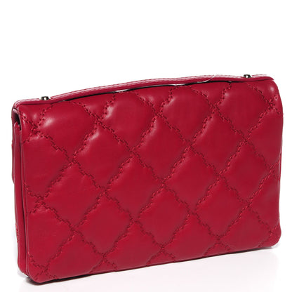 Chanel Calfskin Quilted Double Stitch Hamptons Clutch with Chain Red 3 of 7