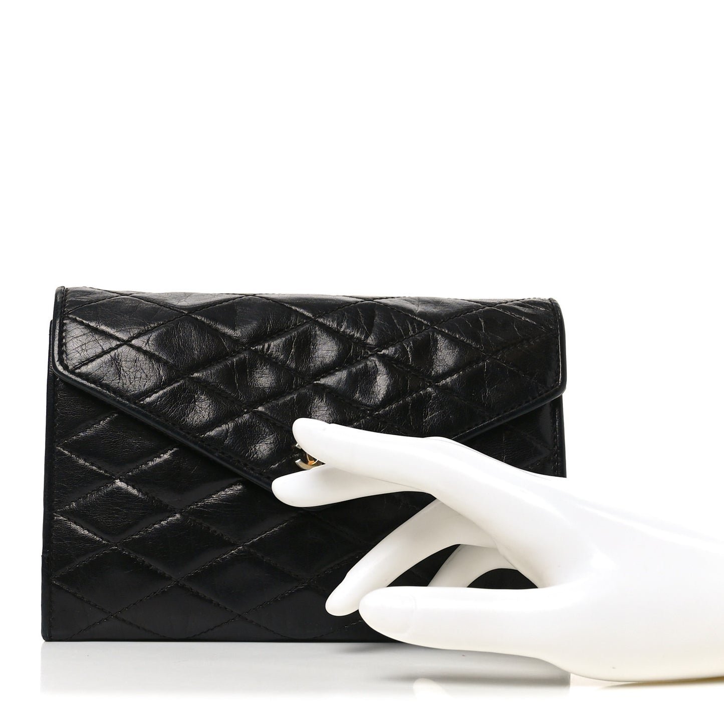 Lambskin Quilted Flap Pouch Black