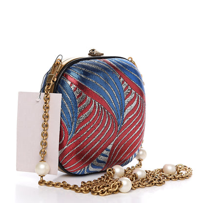 Gucci Brocade Pearl Beaded Sandy Flow Chain Clutch Multicolor 2 of 10