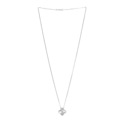 Van Cleef & Arpels 18K White Gold Diamond Guilloche Vintage Alhambra Pendant Necklace 3 of 8