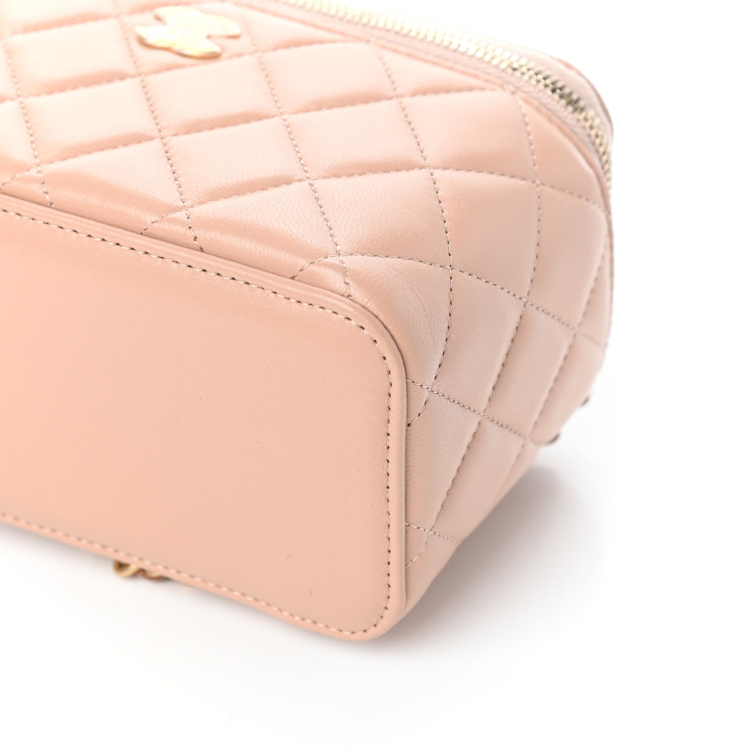 Chanel Lambskin Quilted Small Top Handle Vanity Case With Chain Beige 10 of 10
