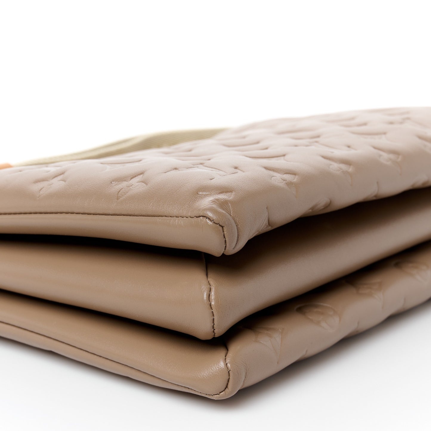 Lambskin Embossed Monogram Coussin MM Taupe