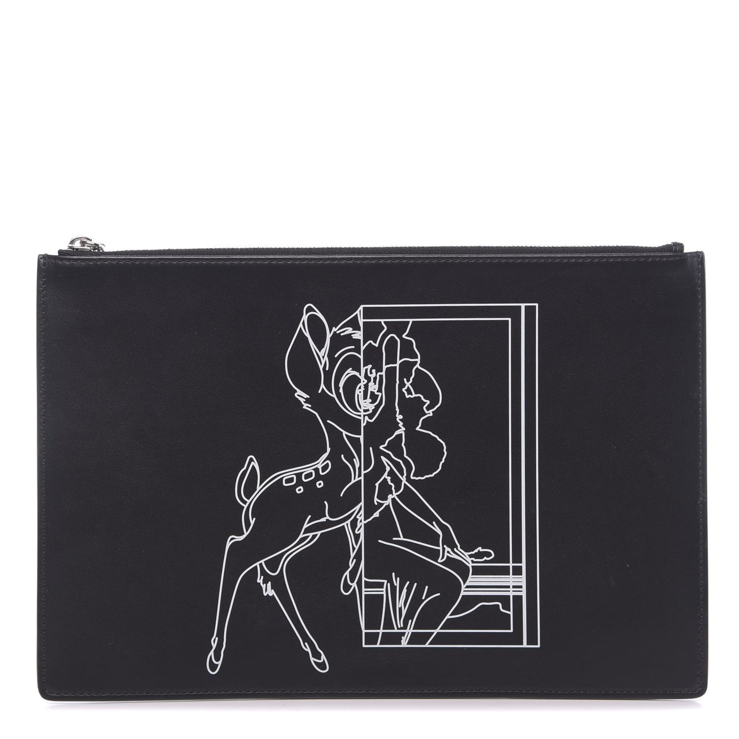 Calfskin Bambi Print Medium Cosmetic Pouch Black