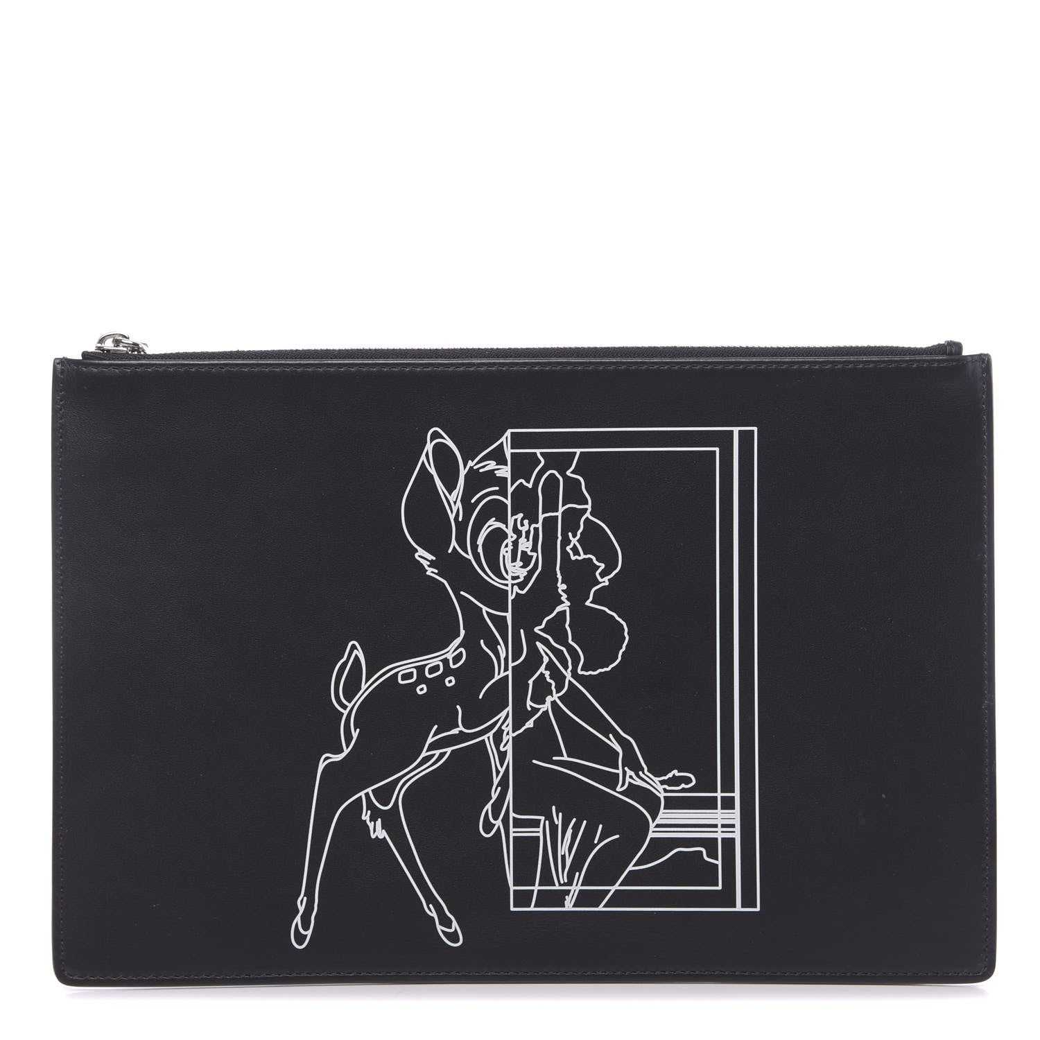 Givenchy Calfskin Bambi Print Medium Cosmetic Pouch Black 1 of 7