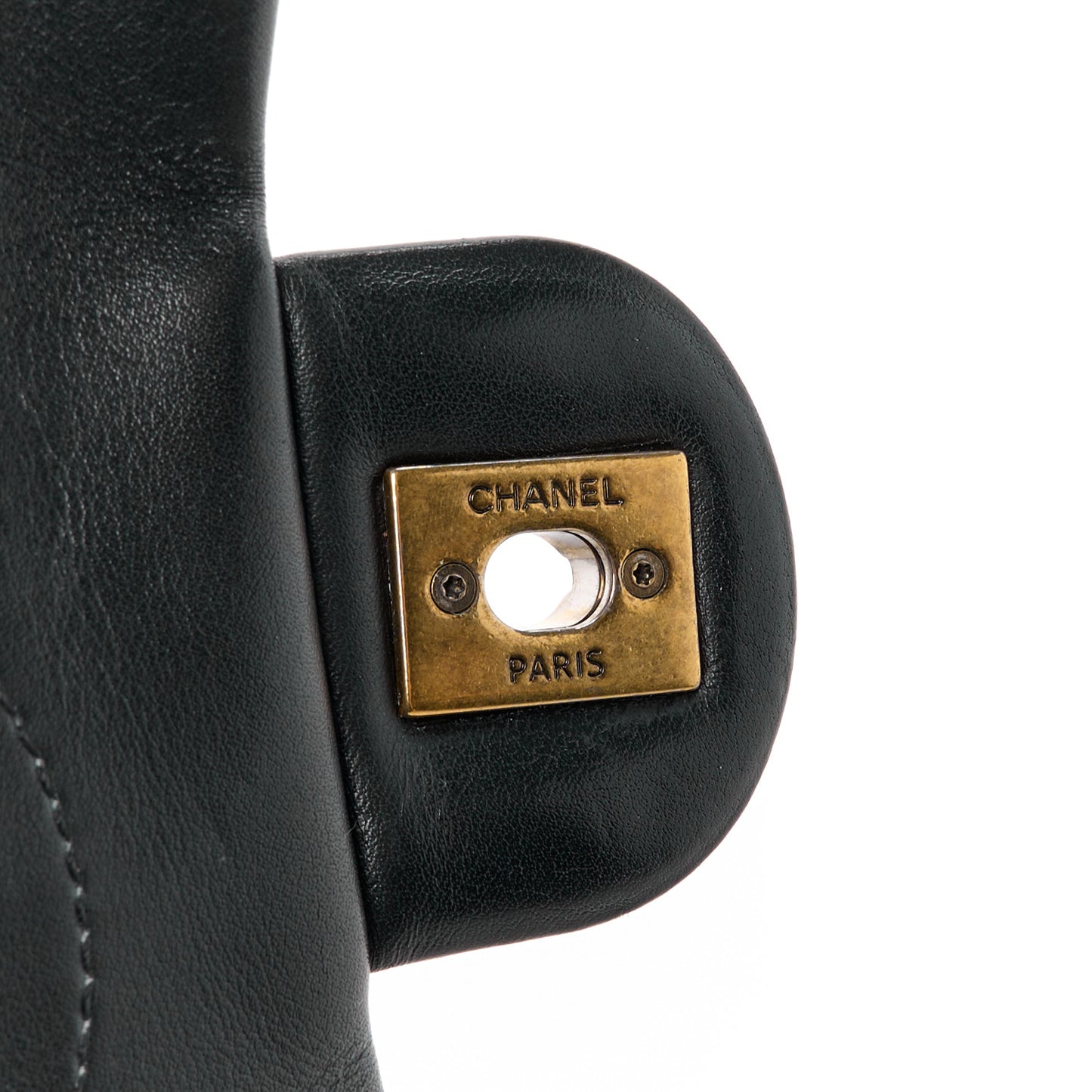 Glazed Calfskin Quilted Medium Gold Bar Top Handle Flap Black