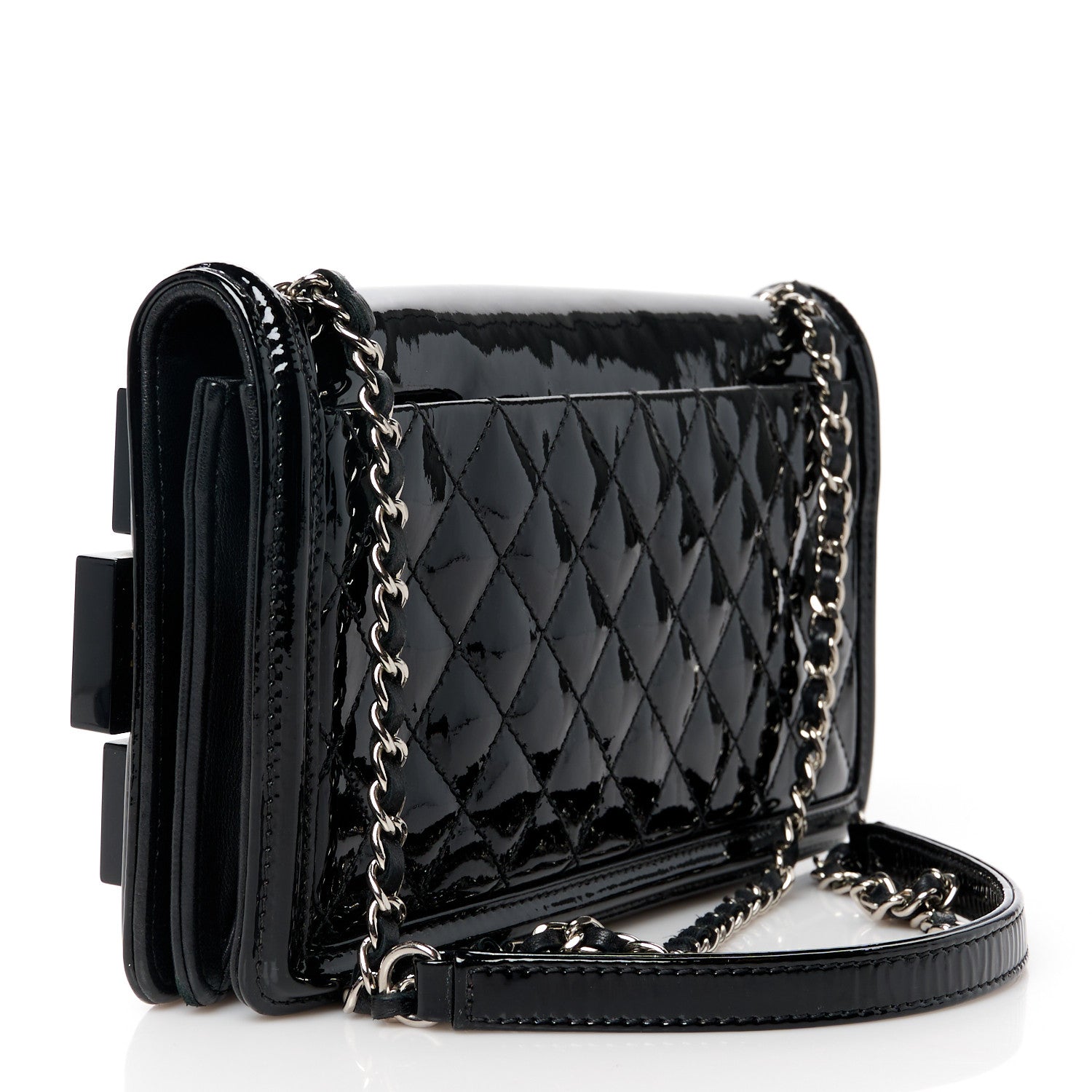 Chanel Plexiglass Patent Crystal Lego Brick Flap Black 3 of 11