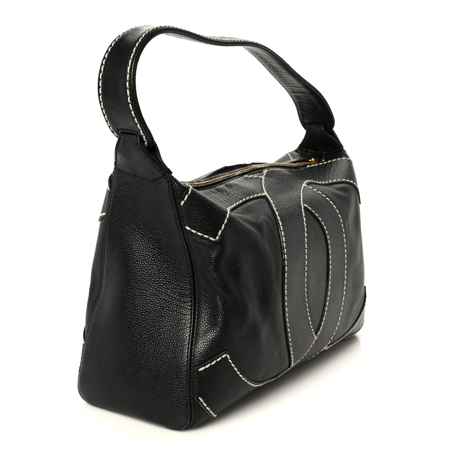 Chanel Caviar CC Stitched Hobo Black 3 of 10