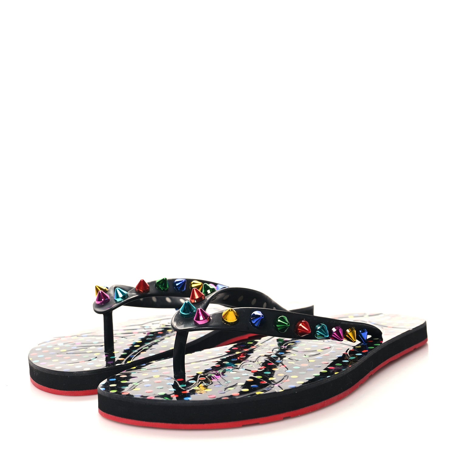 Christian Louboutin Rubber Spike Loubi Flip Flip Platform Sandals 38 Black 2 of 6