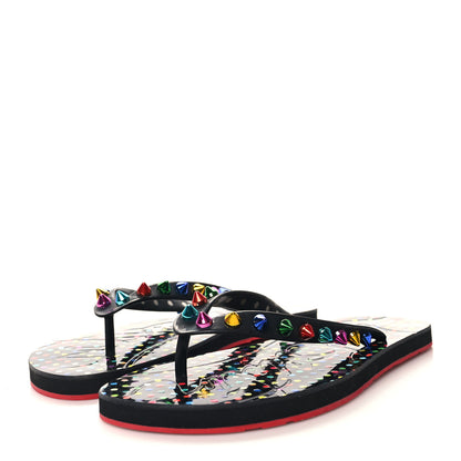 Christian Louboutin Rubber Spike Loubi Flip Flip Platform Sandals 38 Black 2 of 6