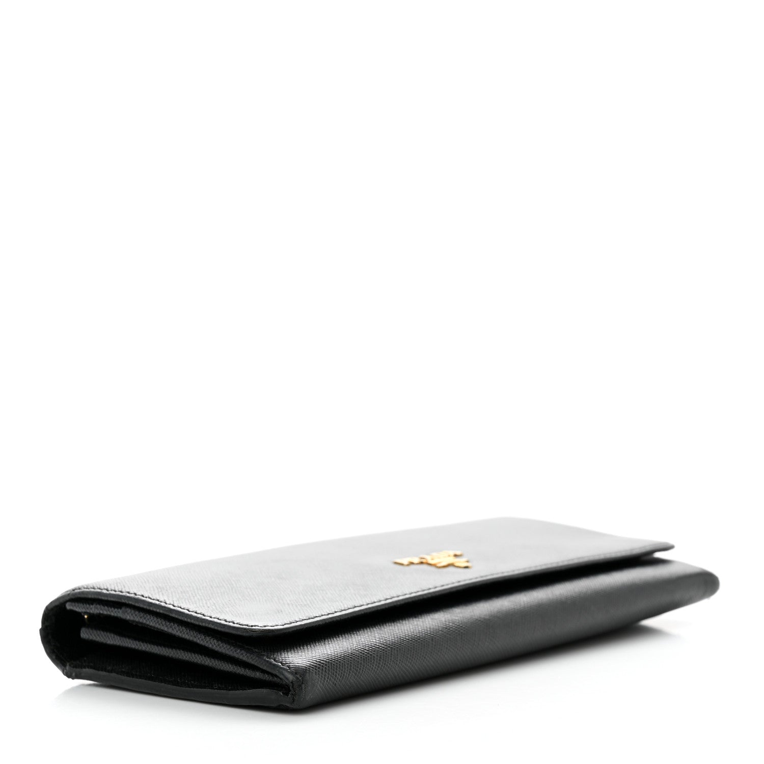 Prada Saffiano Metal Oro Chain Wallet Black 4 of 11