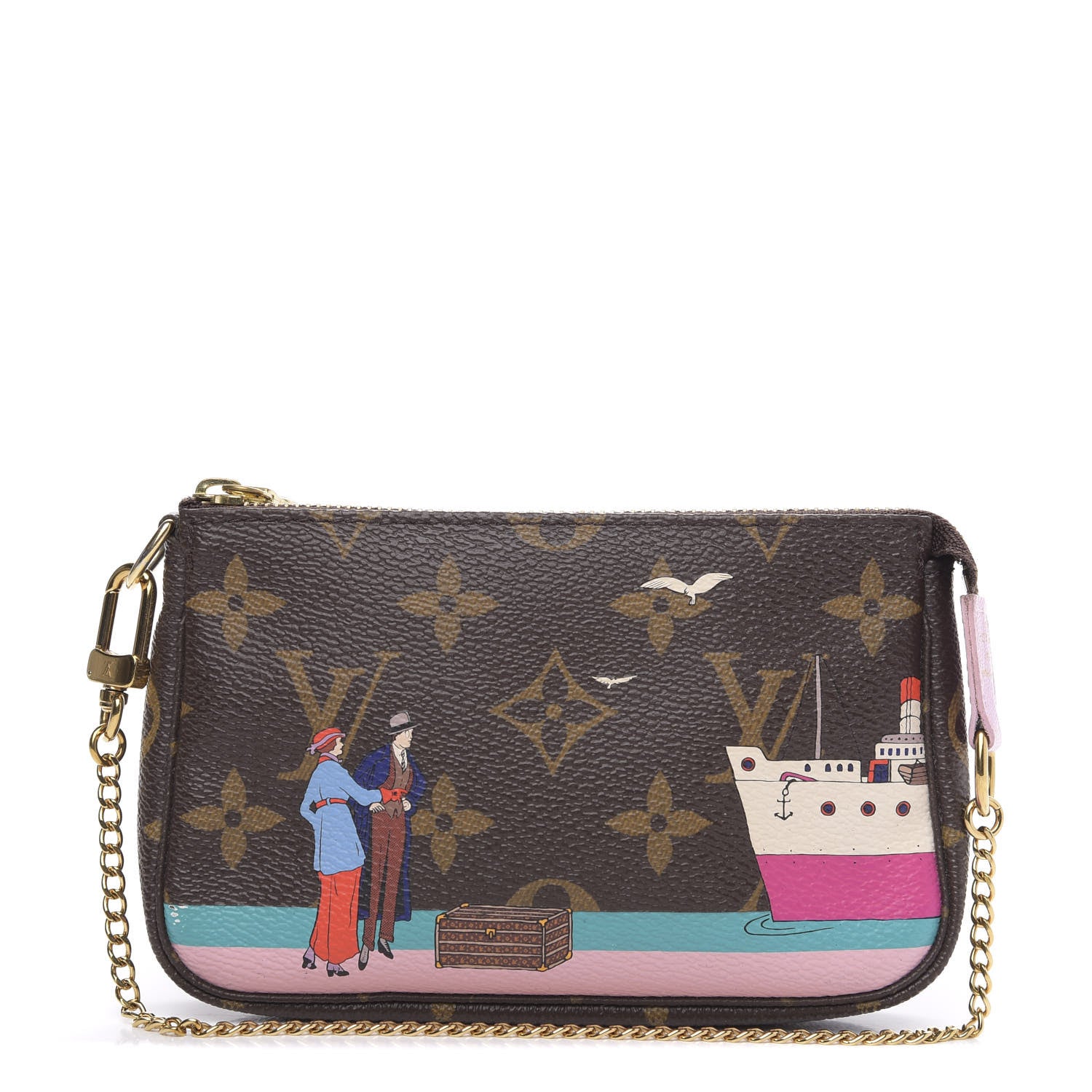 Louis Vuitton Monogram 2016 Christmas Animation Mini Pochette Accessories Rose Ballerine 1 of 9