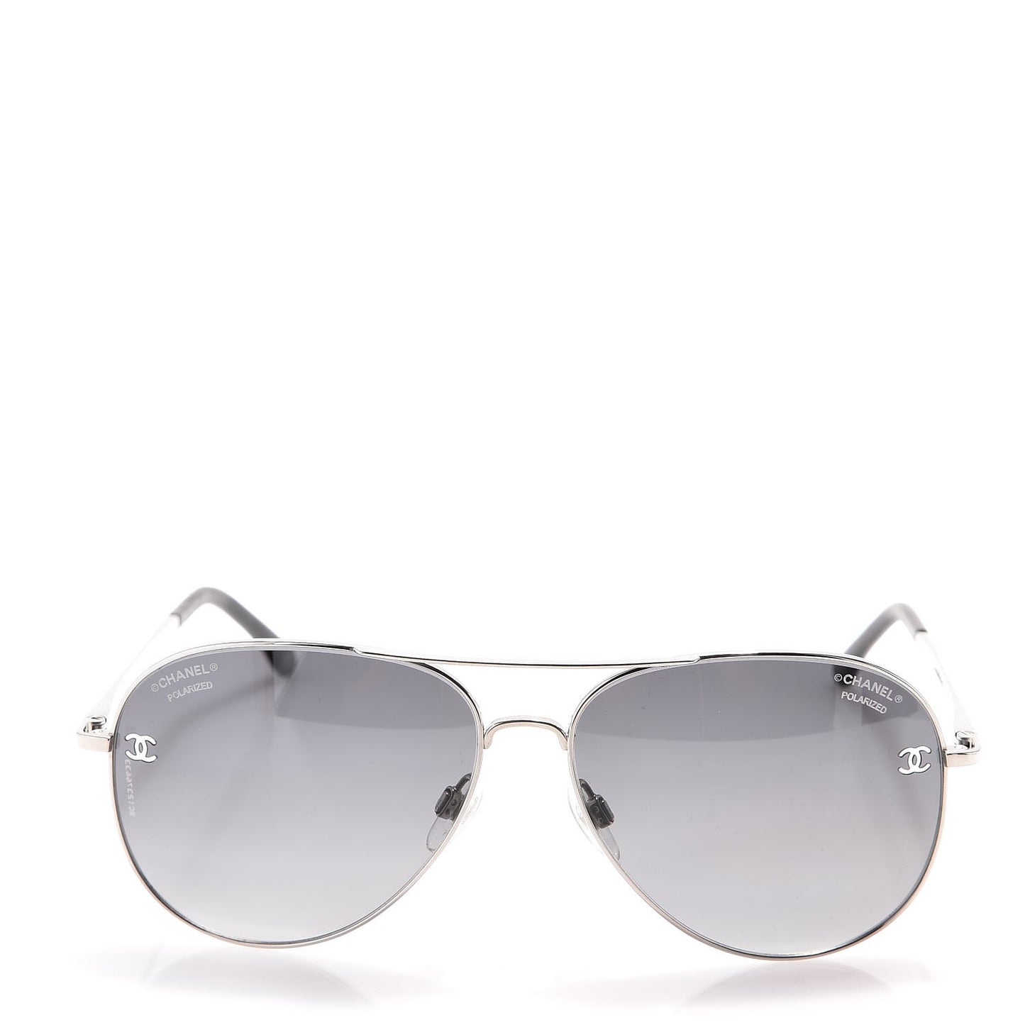 Metal Polarized CC Aviator Sunglasses 4189-T-Q Silver