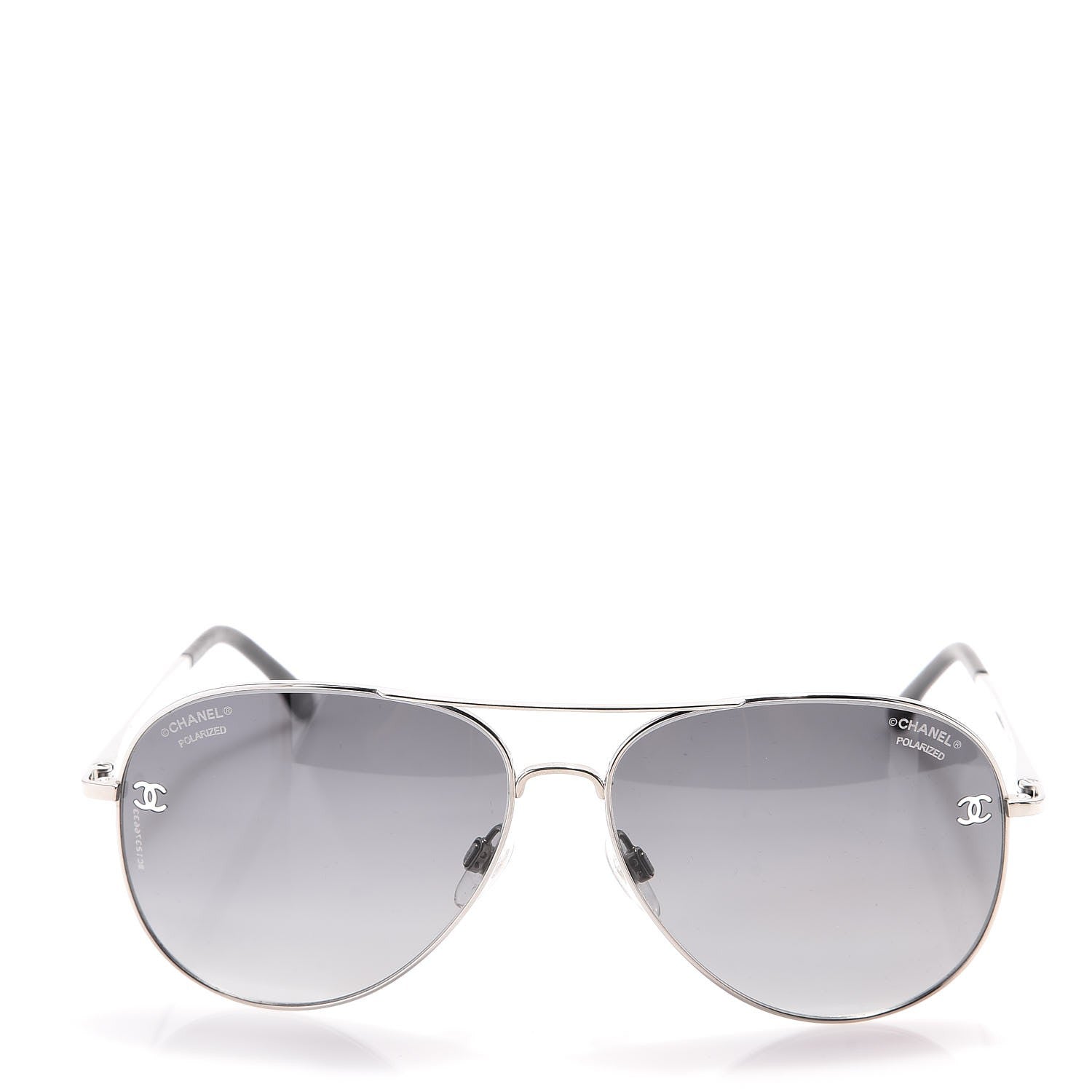 Chanel Metal Polarized CC Aviator Sunglasses 4189-T-Q Silver 2 of 7