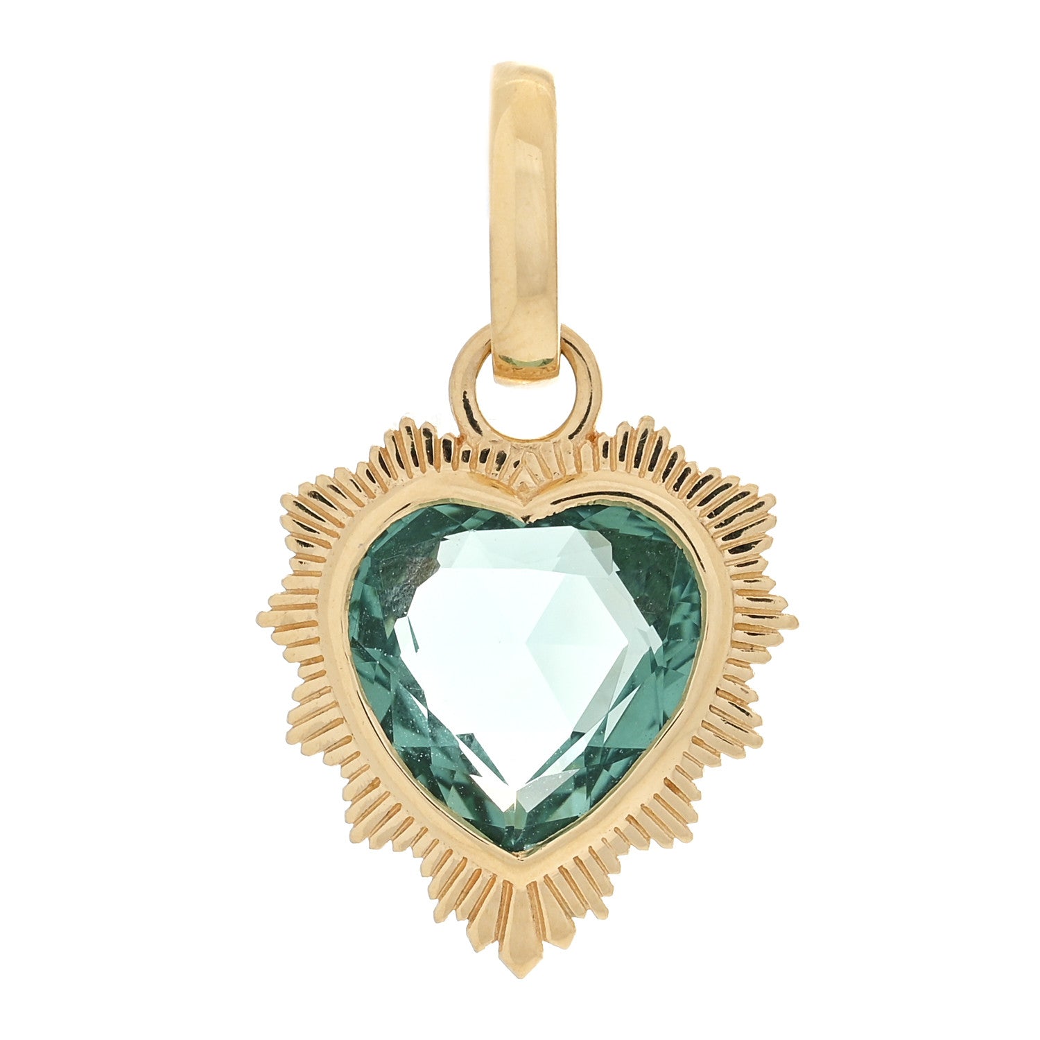 Foundrae 18K Yellow Gold Prasiolite Heart Love Medallion 1 of 3