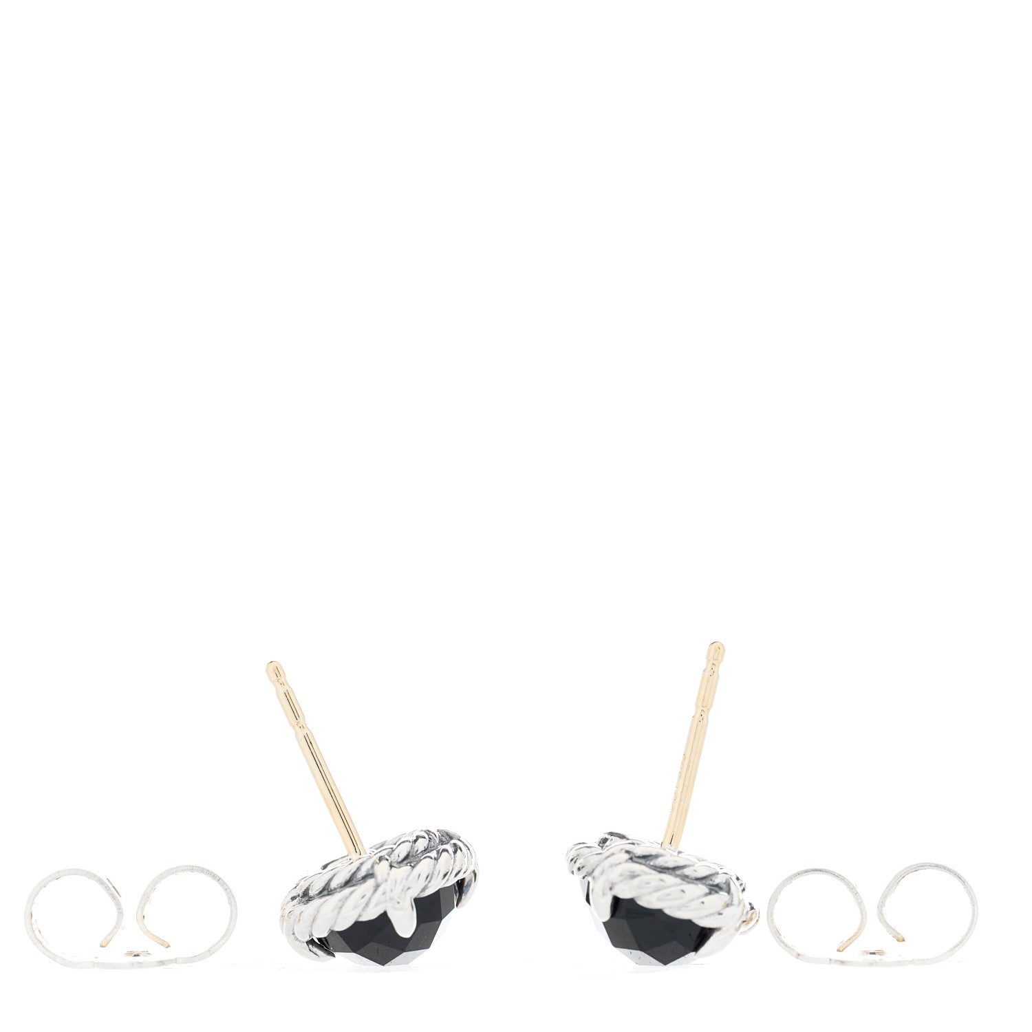 David Yurman Sterling Silver Black Onyx 8mm Chatelaine Earrings 3 of 5